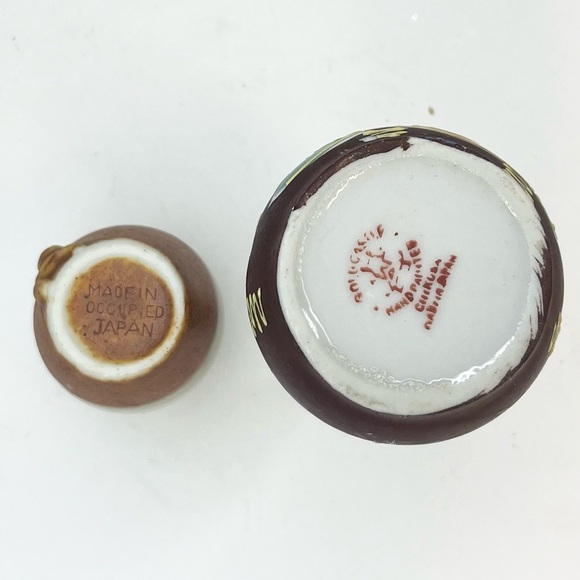 VTG 1950’s Satsuma Pottery Moriage Goldcastle & Occupied Japan Vase Lot Of 2 - Picture 4 of 5